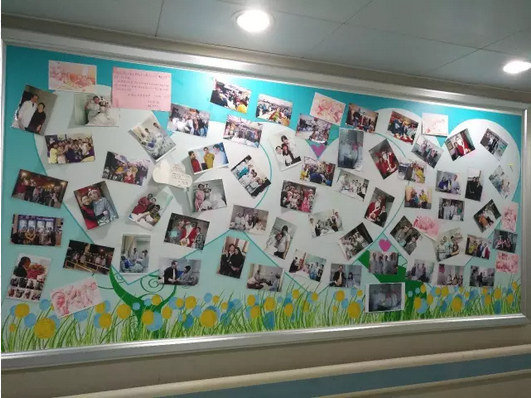 广州复大肿瘤医院病区照片栏上贴满了照片
